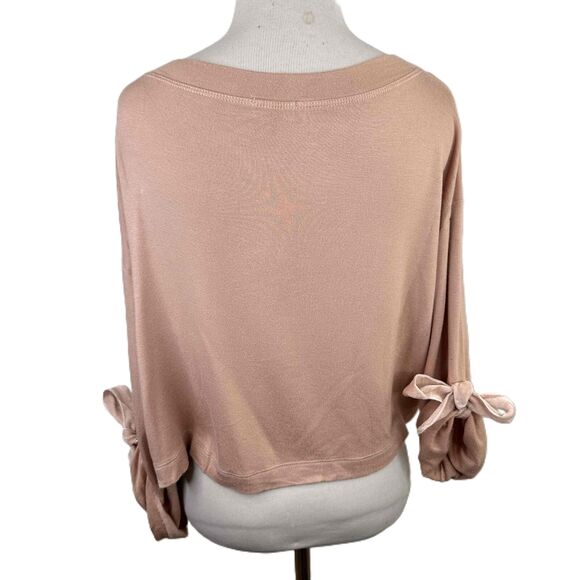 LeMarche By Naked Princess Pink Long Sleeve Tie Detail Sweater Size Petite - Picture 3 of 6